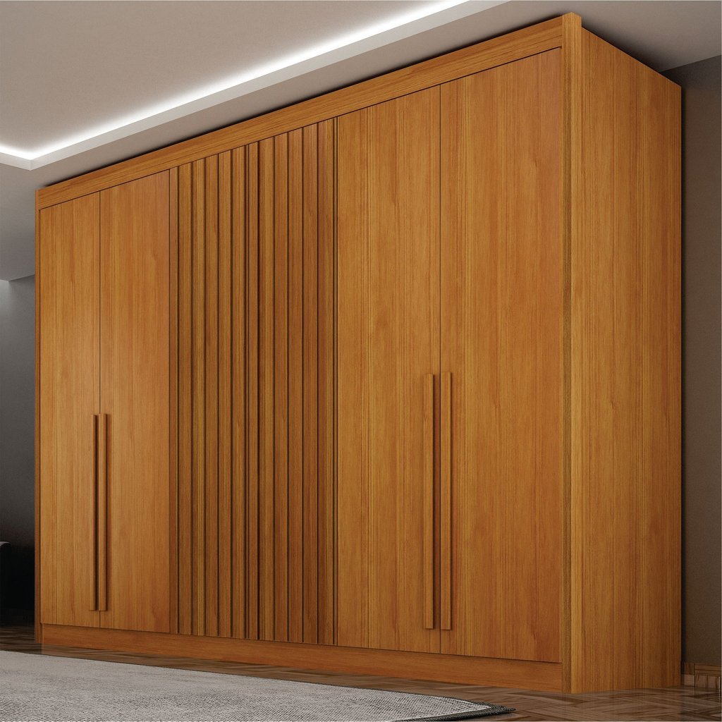 Guarda Roupa Casal Ripado 6 Portas 6 Gavetas 100% MDF Diamante Cinamomo
