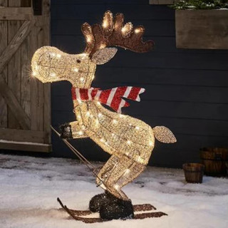 Com Luzes Led Para Decoração De Natal , Enfeites Brilhantes De Rena De Esqui , Decorações De Gramado 3d
