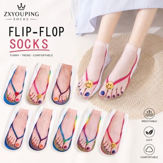 ZXYOUPING 1/5 Pares De Meias Femininas Com Estampa 3D Para Tornozelo , Design Engraçado De Sandália Novidade , Macias E 