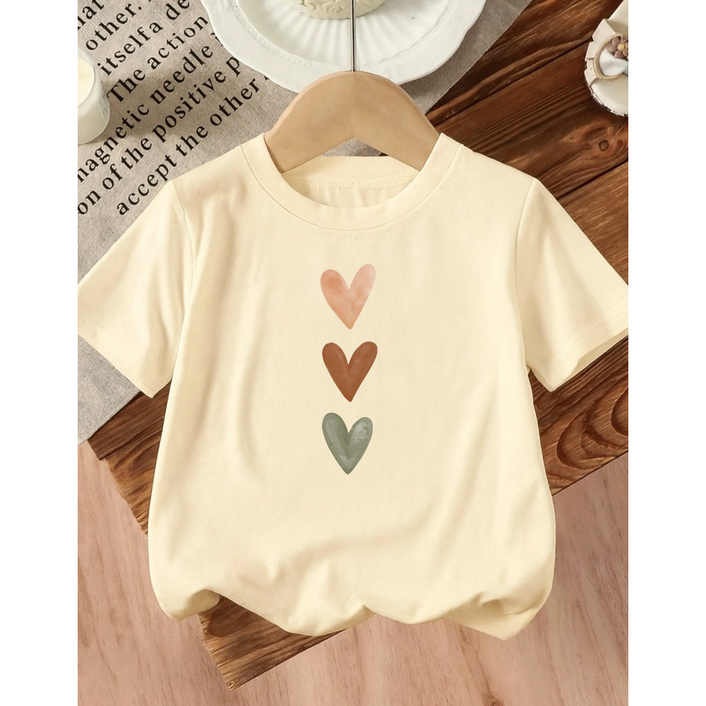 Camiseta T-shirt Algodão feminina Estampada  Corações delicada