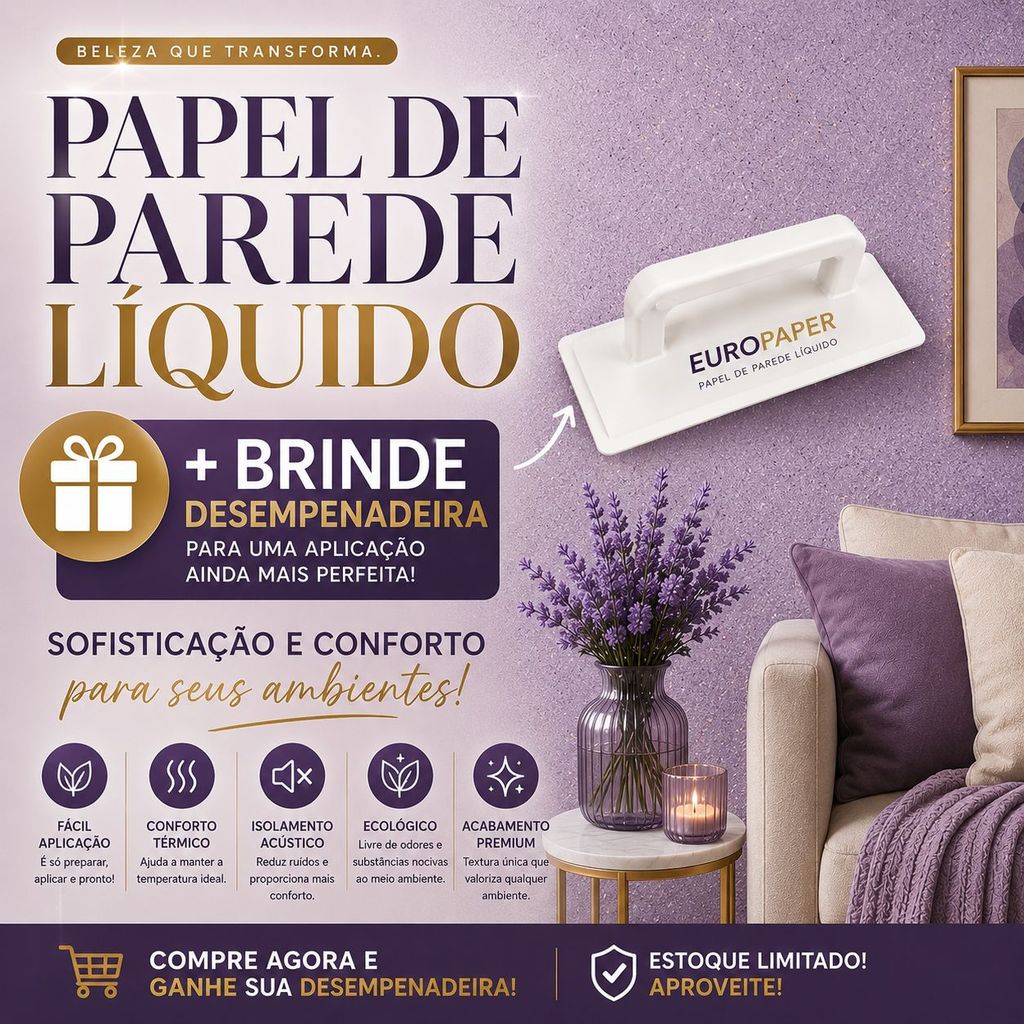 Kit Completo Papel de Parede Líquido Euro Paper Diversas Cores / Unidade 5m²