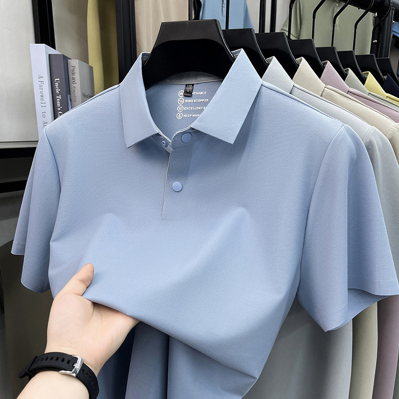 Camisa de negócios legal moda sem costura cor sólida manga curta masculina novo estilo esportes manga curta260724AA AA A