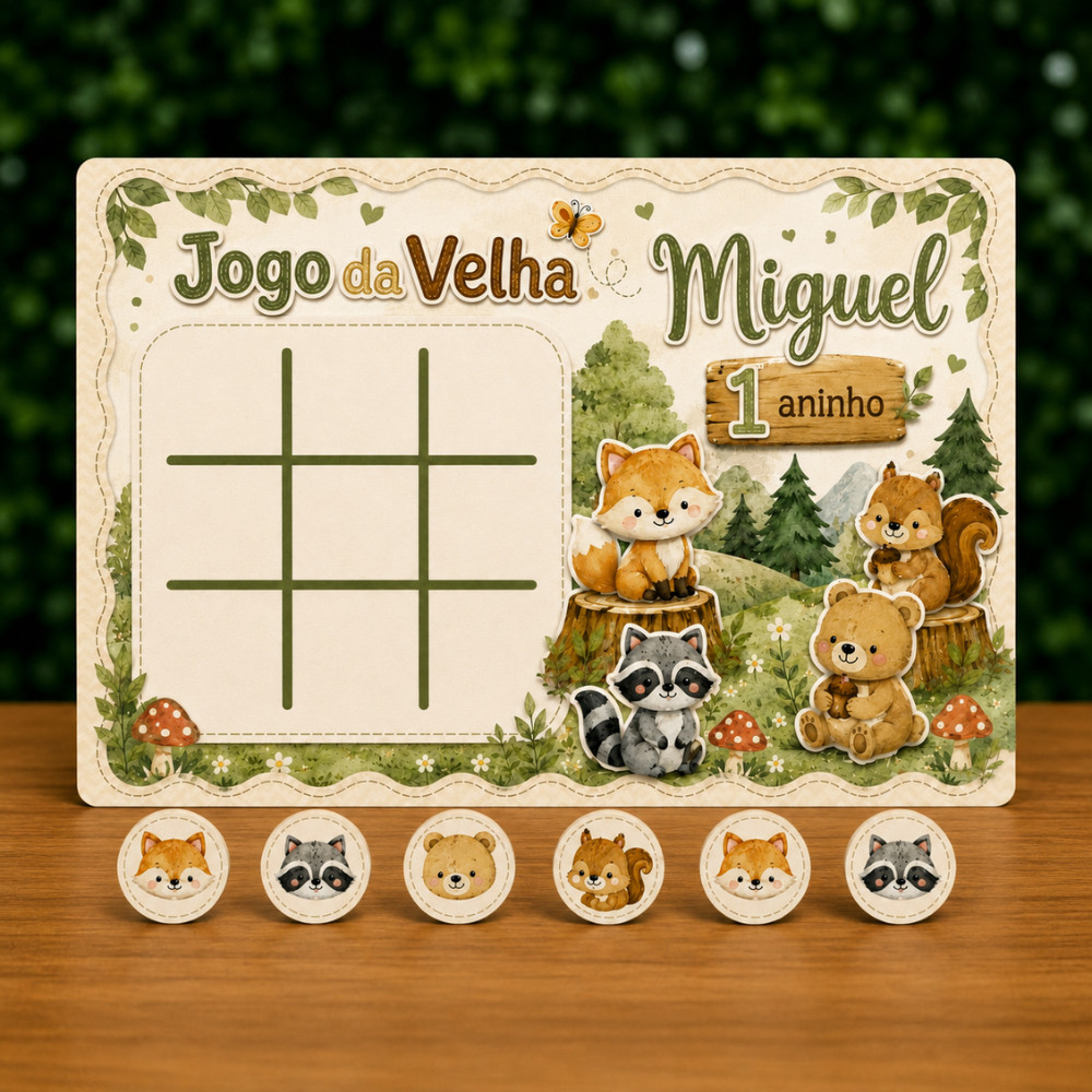Lembrancinha Personalizada Jogo da Velha Bosque Encantado / Lembrancinha de Aniversário Personalizada Safari