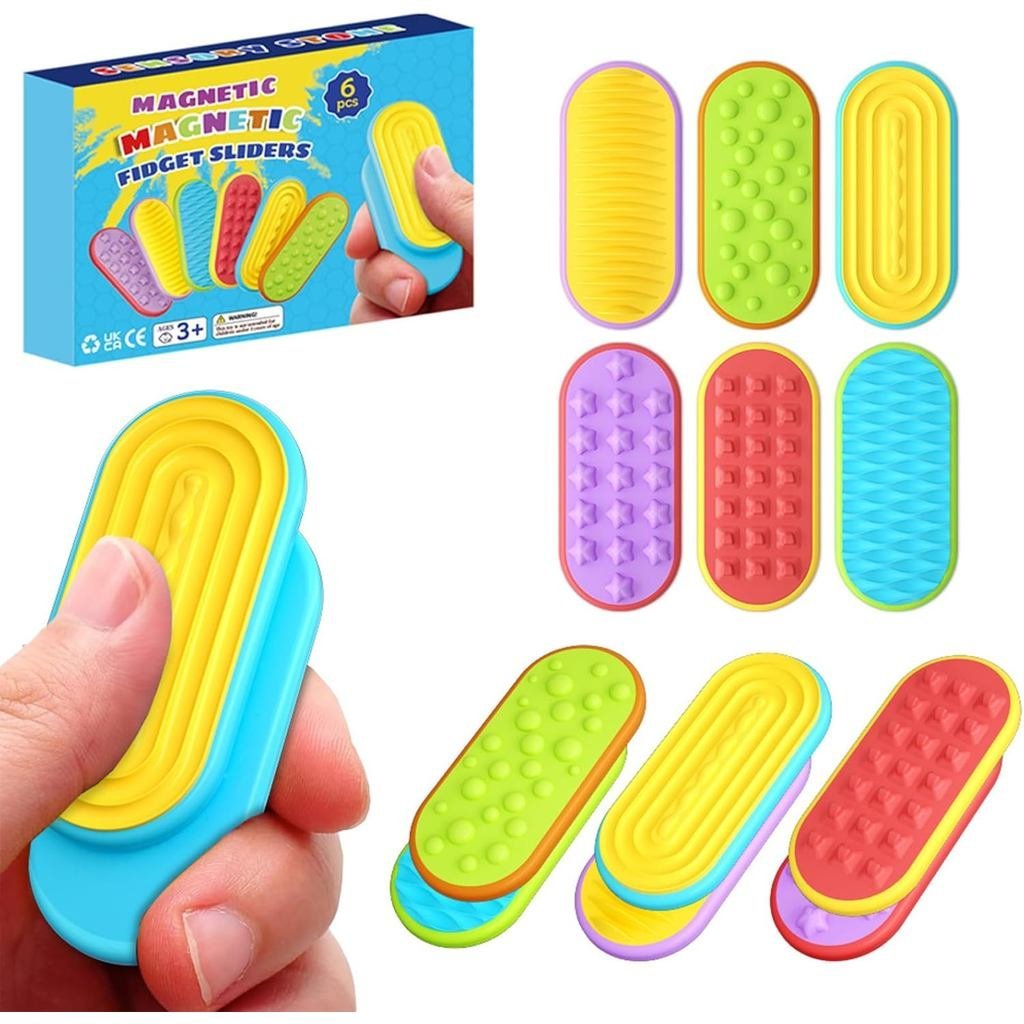 Brinquedos Magnéticos Sensoriais, Deslizadores Magnéticos de Silicone Texturizado para Autismo e TDAH, Brinquedo Sensori