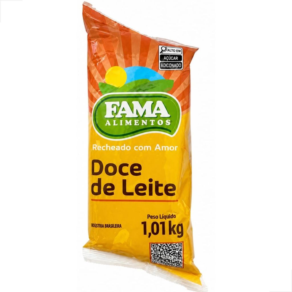 Recheio Doce de Leite Bisnaga 1,01kg Fama Alimentos Para Bolo e Confeitaria