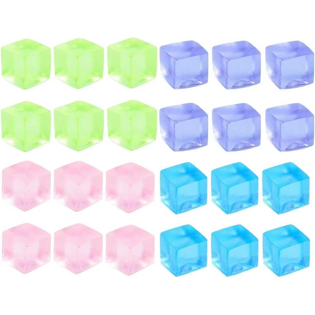 24 Peças de Bolas Anti-estresse e Brinquedos Sensoriais para Adultos, Brinquedos em Forma de Cubo de Gelo - Bolas Quadra