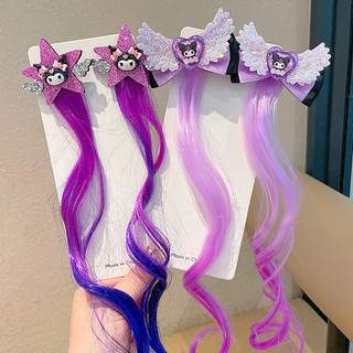 Kuromi crianças peruca trança destaque trançado grampo de cabelo dos desenhos animados bonito estrela de cinco pontas pe