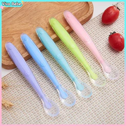 Colher De Silicone Para Bebê Sopa Com Ponta Macia para Treinamento e Alimentação de Bebês e Crianças