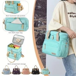 Bolsa Térmica Expansível Piquenique De Grande Capacidade Para Almoço - Multi-Compartimentos,Impermeável Vip Top