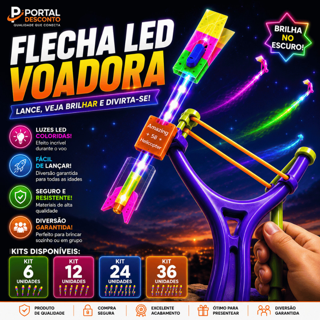 Kit 6/12/24/36 Avatar Estilingue Voador de Led Rotativo Helicóptero Foguete Lançador Brinquedo Infantil