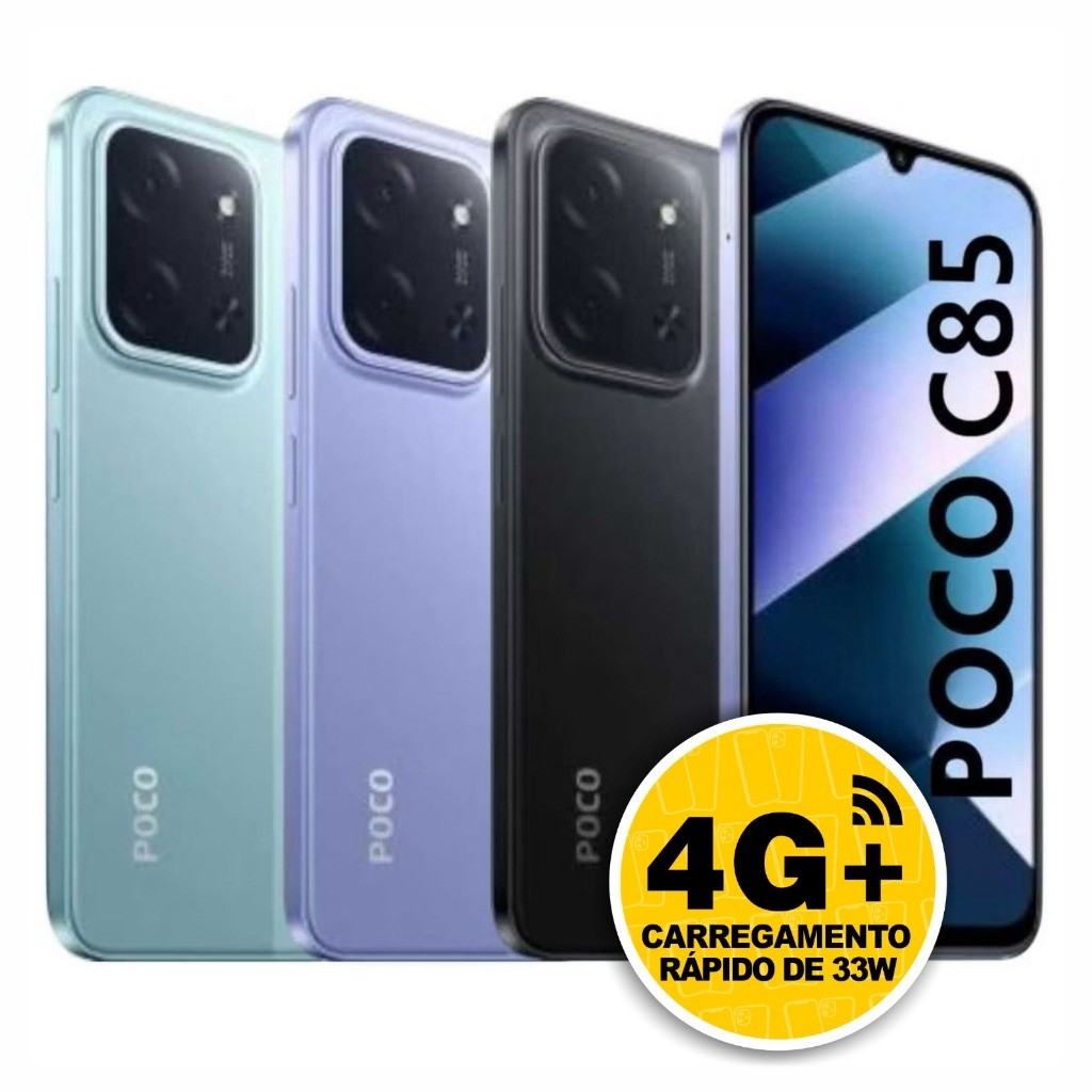 Smartphone Xiaomi POCO C85 4G, NFC Tela LCD 6.9", Câmera 50MP, Versão Global Ori