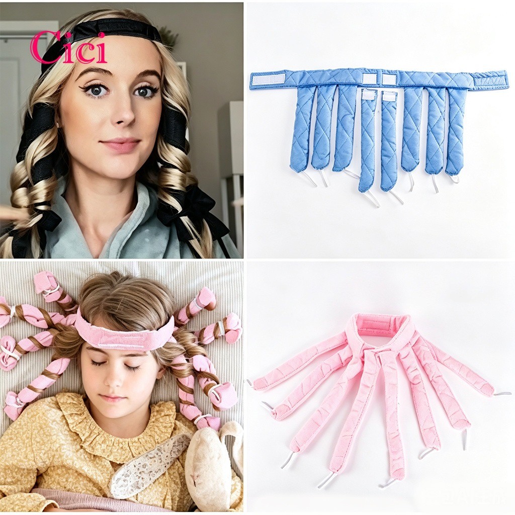 [Cici] Polvo Sem Calor Modeladores De Cabelo Bandana Cachos De Seda Fita Mulheres Crianças Rolos Dormir Macio