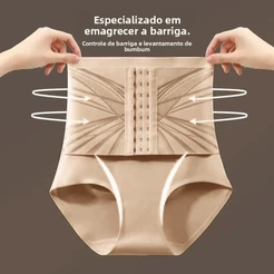 Liquid [Cinta Modeladora Mágica de Alta Compressão] Calcinha de Cintura Alta Sem Costura com Efeito Levanta Bumbum e Con