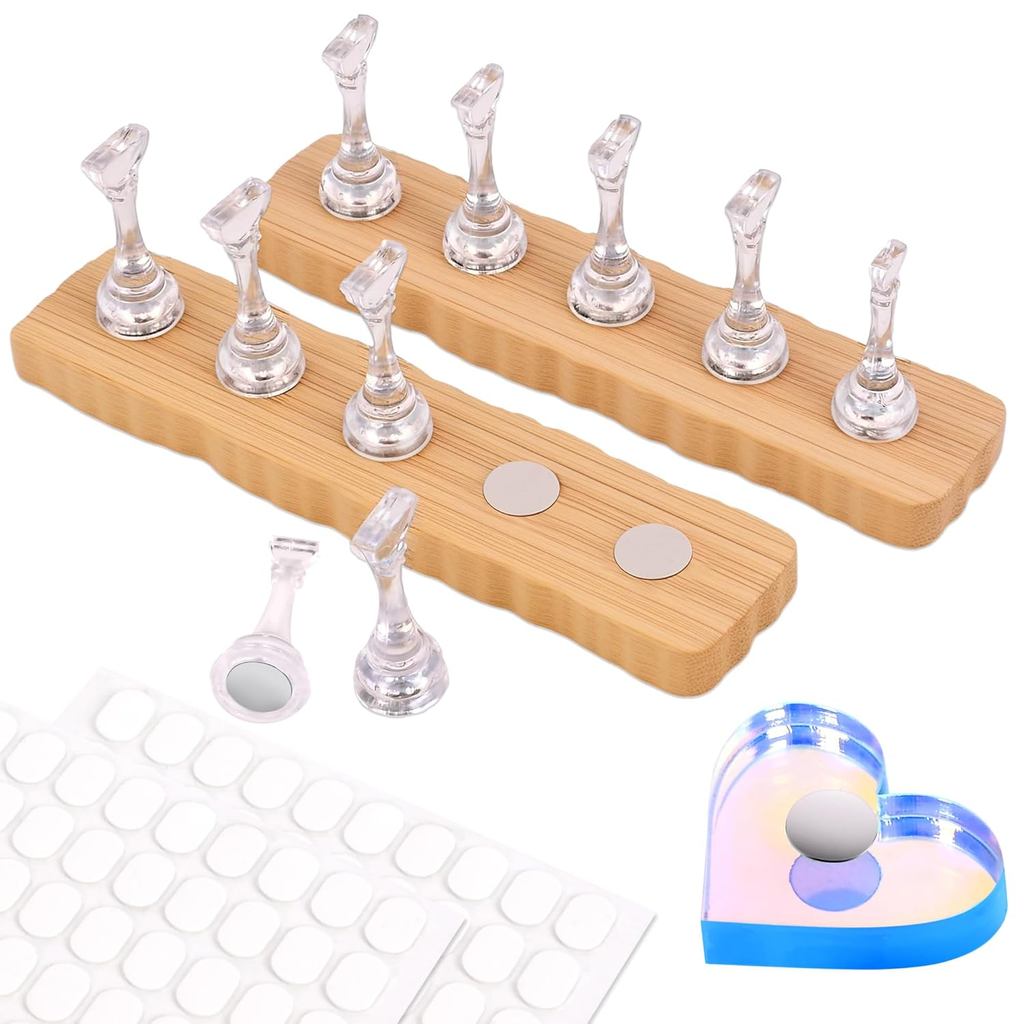 Suporte para Unhas Postiças, para Pintura de Unhas, 2 Conjuntos de Suportes para Unhas Postiças, 1 Suporte Magné