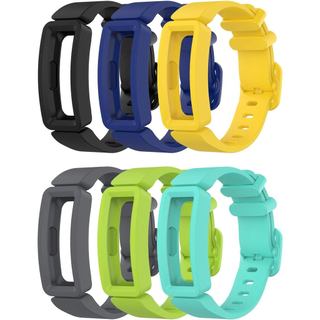 Conjunto de 6 Pulseiras Compatíveis com Fitbit Ace 2, Pulseira de Substituição para Crianças (Preto, Céu Noturno, Amarel