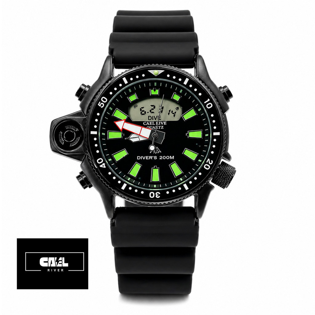 Relógio De Pulso Aqua/land Metal Serie Black Ll Funcional C/caixa 100% A Prova D'água
