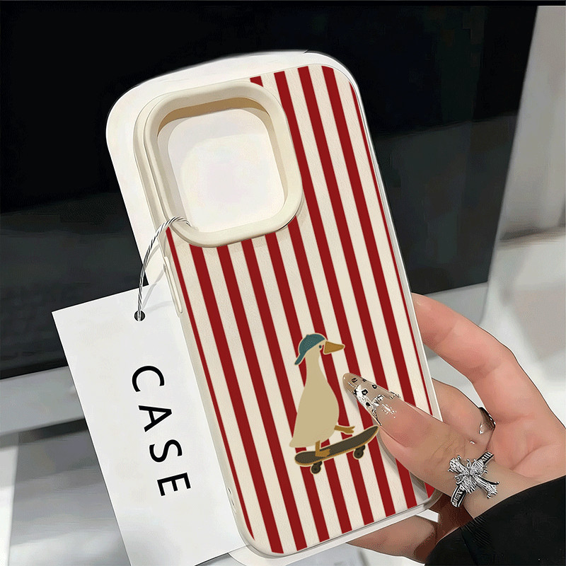 Vermelho Listrado Skate Pato Caso Para Samsung Galaxy S26 Ultra S25 FE S24 Plus S23 S22 A16 A26 A36 A56 A55 5G Capa