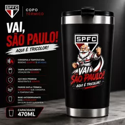 Copo Térmico Torcidas 470ml Aço Inox Parede Dupla Tampa Antivazamento Personalizado Premium