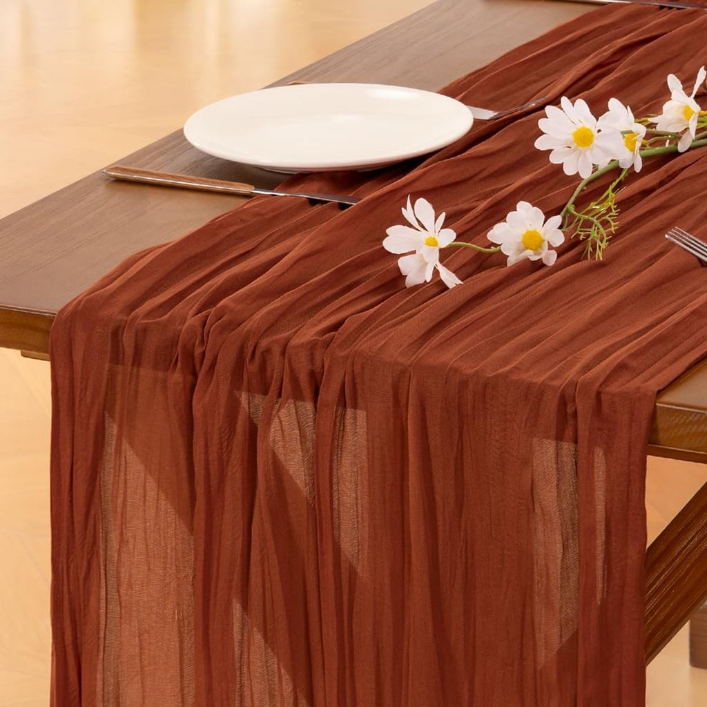 Toalha de mesa Sokomi para o Dia de Ação de Graças em algodão cru cor terracota, estilo boêmio laranja queimado, estilo 