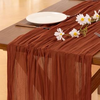 Toalha de mesa Sokomi para o Dia de Ação de Graças em algodão cru cor terracota, estilo boêmio laranja queimado, estilo 