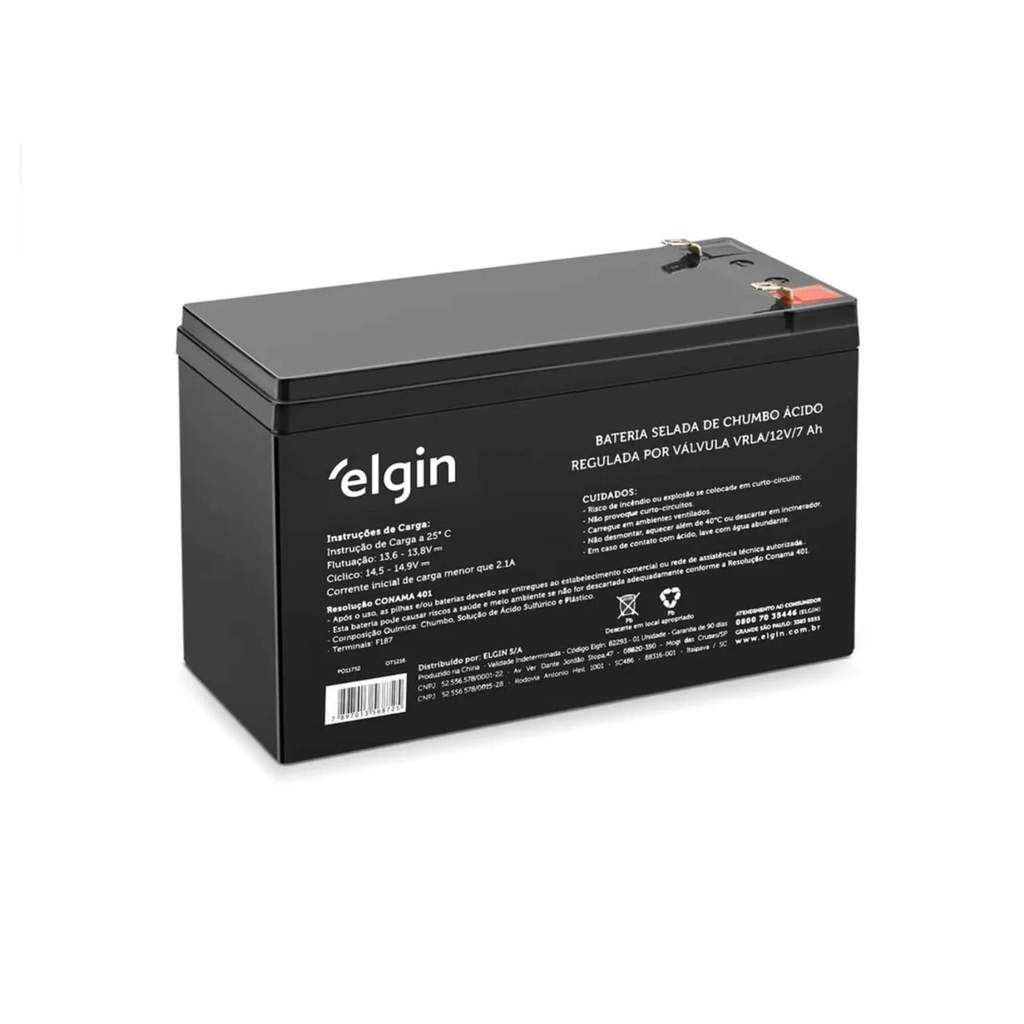 Bateria Selada de Chumbo VRLA - 12V 7Ah Elgin - 000000082293