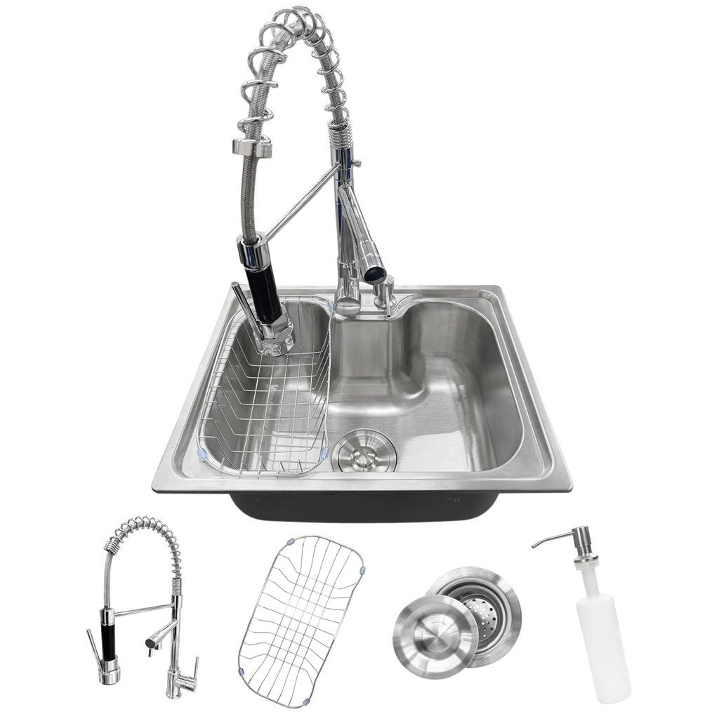 Kit Cuba Gourmet Cozinha Aço Inox 50x40cm E Torneira Gourmet Monocomando 50cm