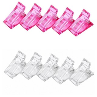 Kit 10 Presilhas Acrílicas Transparentes para Unhas Polygel Alongamento Reutilizáveis