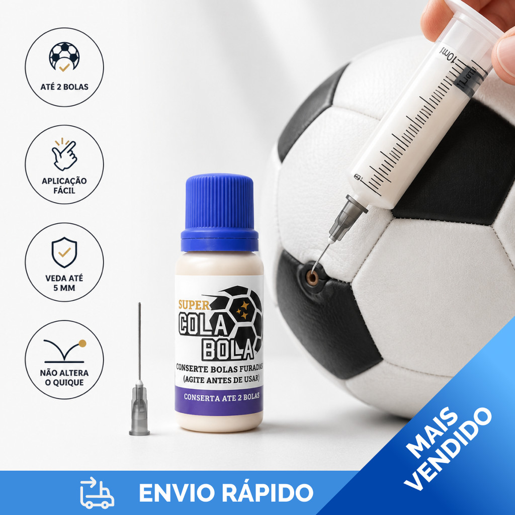Super Cola para Conserto de Bolas 20ml Veda Furos Futebol de Campo Society e Futsal