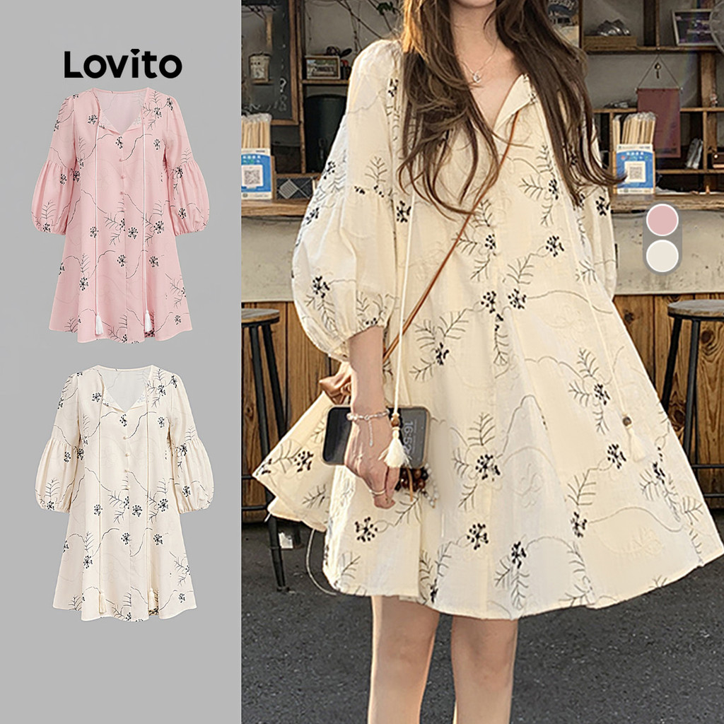 Lovito Casual Vestido de Primavera/verão Off White para Mulheres L156AD285