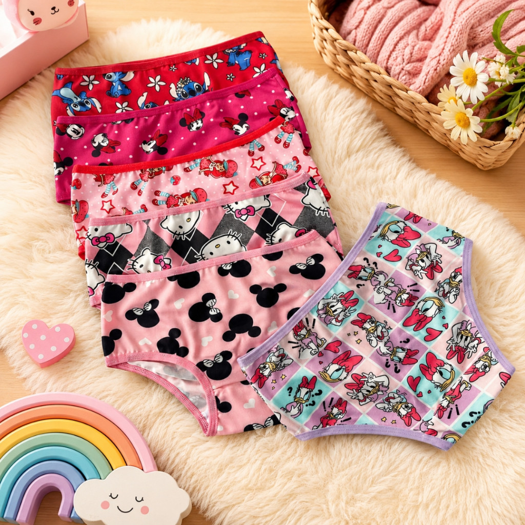 Kit 7 ou 10 Calcinhas Infantis Femininas Estampadas com Forro 100% Algodão Confortáveis Dia a Dia