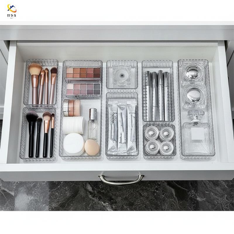 [Hdr] Conjunto Organizador De Gaveta De Mesa Ajustável , Recipientes De Armazenamento De Plástico Duráveis Para Dormitór