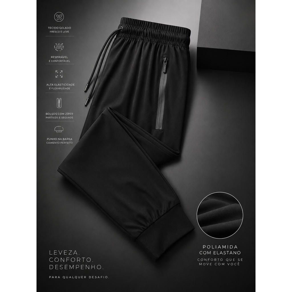 Calça Jogger Masculina Casual Esportiva Poliamida Confortável Dia a Dia Academia Treino Corrida — imagem 2 de 2