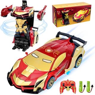 Carro de Controle Remoto do Homem de Ferro para Meninos, Brinquedo Robô Transformável RC 2.4Ghz, Escala 1:18, Deformação