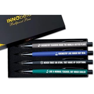 Presentes de Apreciação para Professores de Ciências InnoBeta, Conjunto de 4 Canetas Esferográficas, Presente Engraçado 