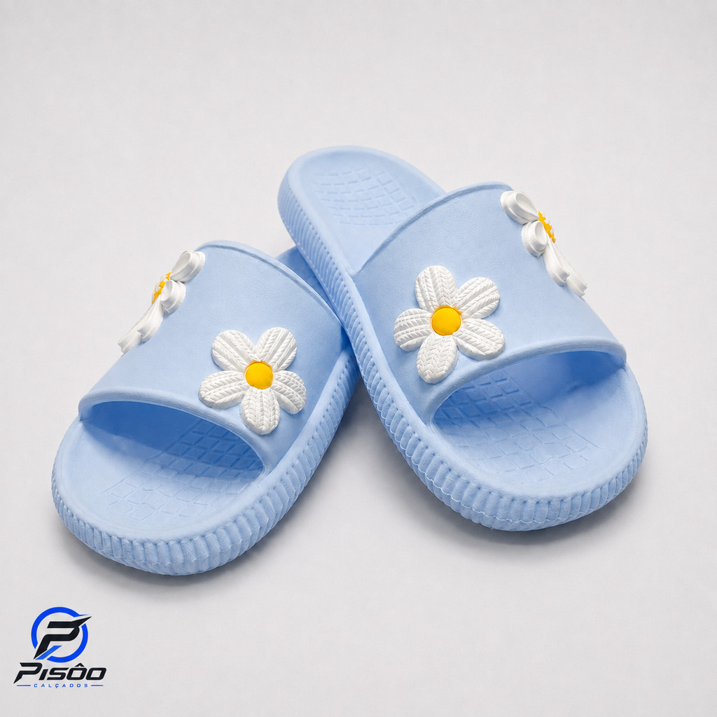 Chinelo Slide Nuvem Ortopédico Feminino com Flores – Sandália Macia, Leve e Confortável