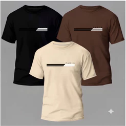 Kit 3 Camisas Masculinas 100% Algodão Premium Camiseta Moda Casual Paris Moda Verão Saida de fabrica