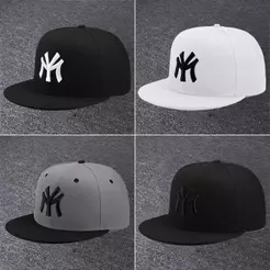 Boné Aba Reta NY Bordado Snapback Ajustável Unissex Boné Urbano Hip Hop Para Homem e Mulher Uso Diário Ao Ar Livre
