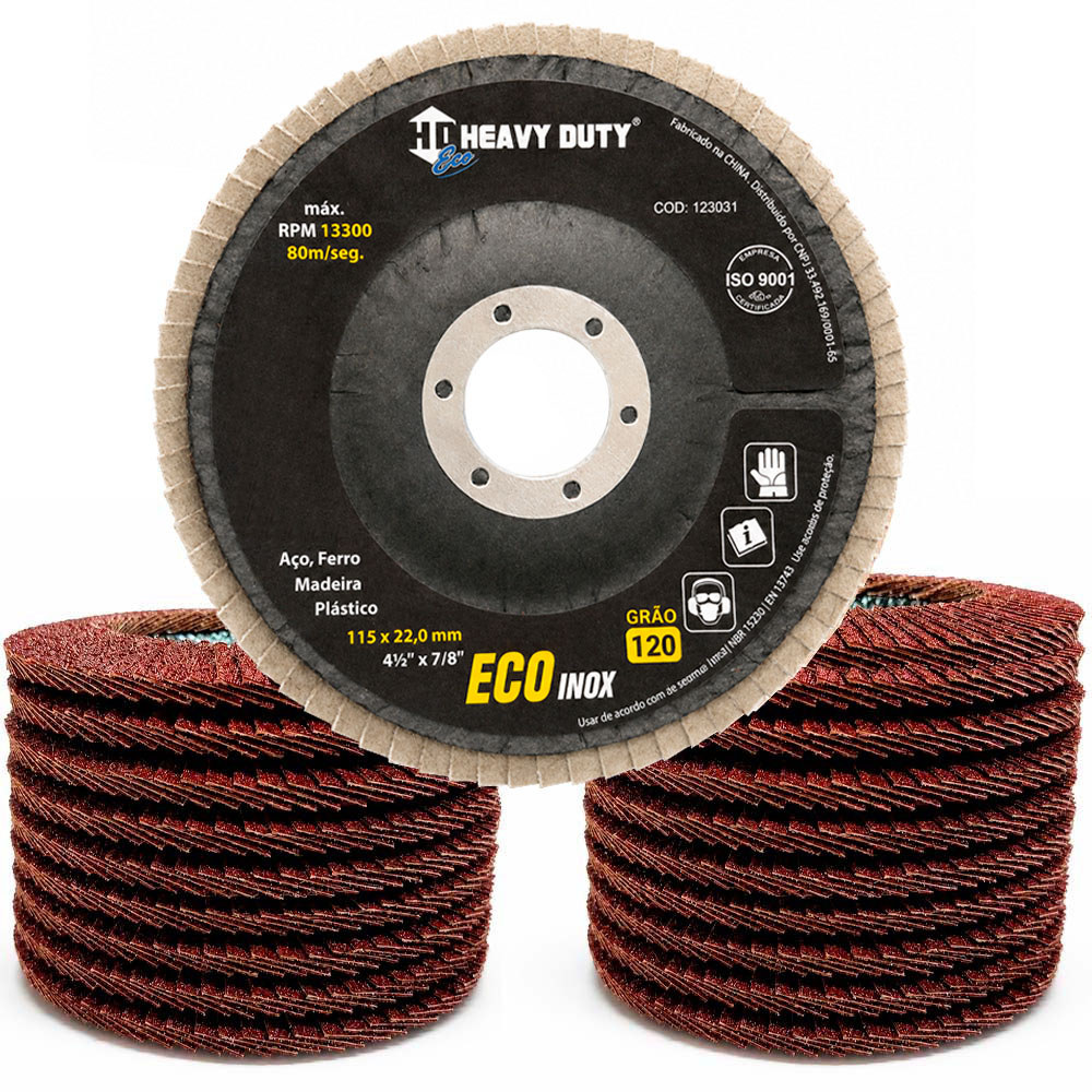 Kit 20 Disco de Desbaste 1150mm Grão 120 Curvo em Fibra Heavy Duty Flap 72 Folhas de Lixa