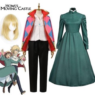 Novidades: Fantasias de Cosplay de Howl e Sofie do Anime Castelo no Fim do Mundo, Conjunto Completo de Roupas OO3P M0LQ