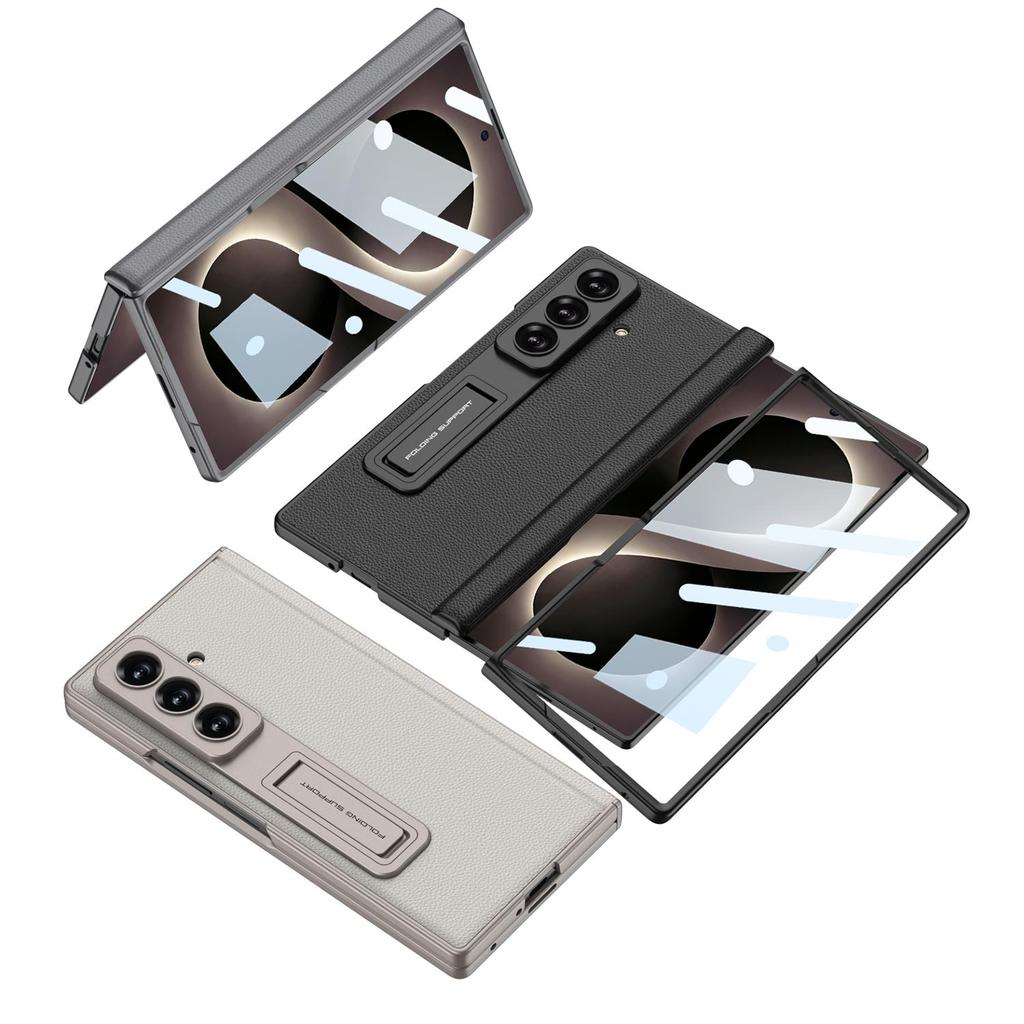 Capa De Carregamento Magnético De Couro Lichia Premium Para Samsung Galaxy Z Fol
