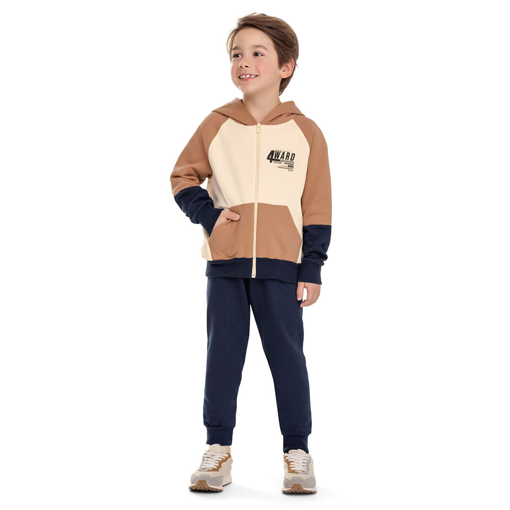 Conjunto Longo Infantil Menino Com Recortes Elian Marrom
