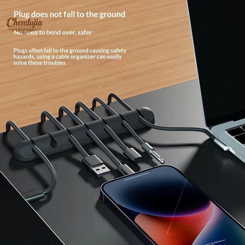 Chen Silicone Organizador De Gerenciamento De Cabos Clipes De Cabo Autoadesivos Enrolador USB Reutilizável Para Viagens 