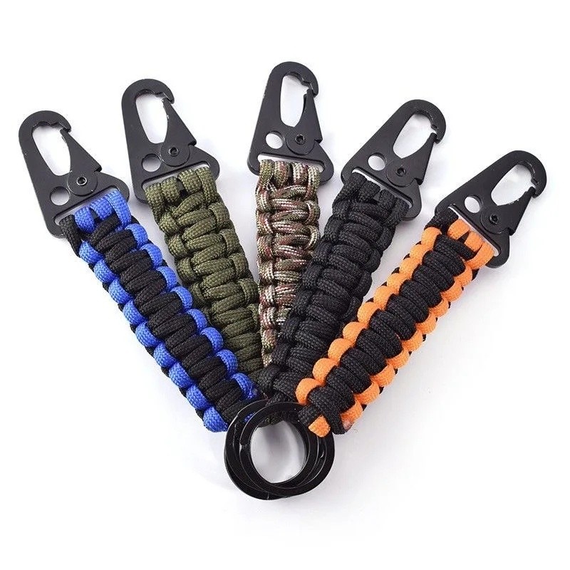 Chaveiro com Mosquetão, Corda Trançada, Cordão para Chaves, Ferramenta EDC para Camping e Caminhadas
