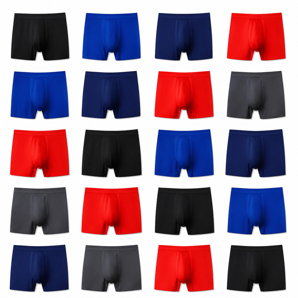 Kit 20 Cuecas Box Boxer Masculino Adulto Tecido Leve e Respiravel Renove a Gaveta Cores Sortidas Sem Costura P ao GG