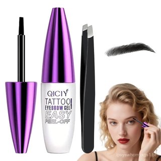 Gel para Sobrancelhas Qiciy Tattoo Fácil de Remover, Gel para Sobrancelhas à Prova d'Água e Resistente ao Suor, Gel para