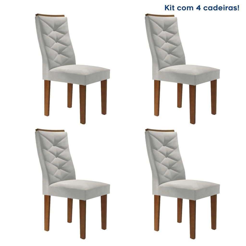 Kit 4 Cadeiras para Sala de Jantar Germany Espresso Móveis Chocolate/Boucle Gelo