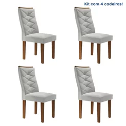Kit 4 Cadeiras para Sala de Jantar Germany Espresso Móveis Chocolate/Boucle Gelo