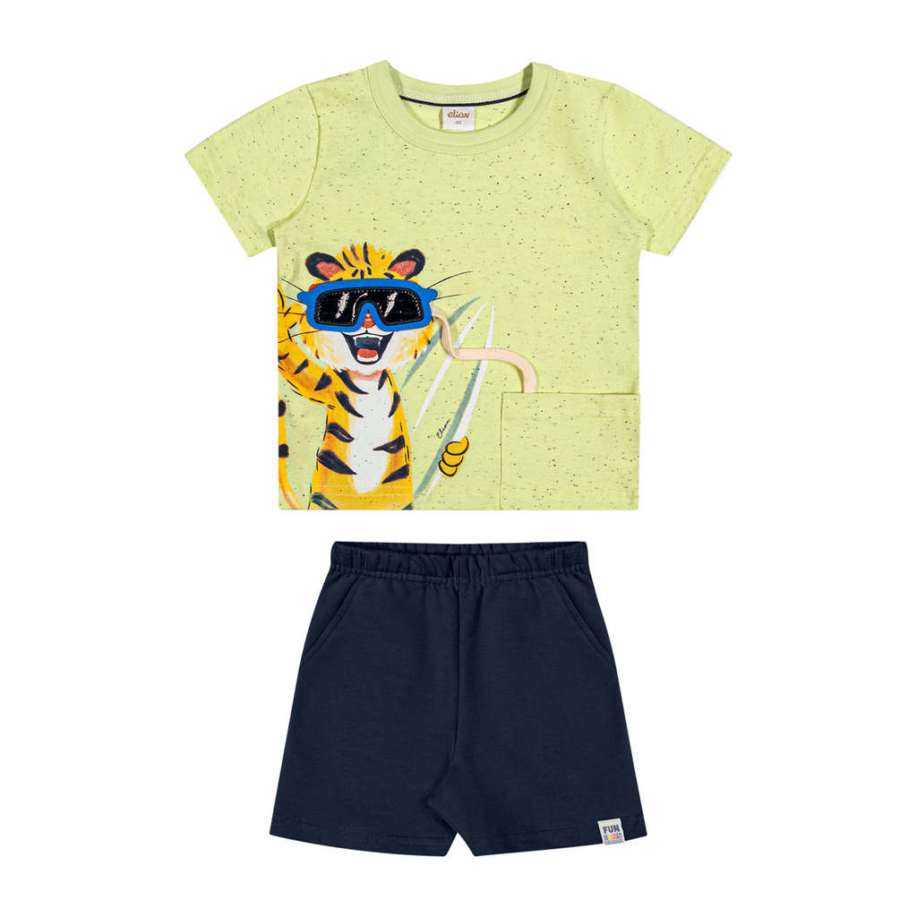 Conjunto Infantil Menino Tigre Interativo Elian Verde — imagem 2 de 2