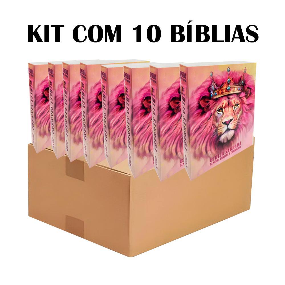Kit 10 - Bíblia Sagrada para Evangelização - Leão Feminina | ARC - João Ferreira de Almeida - Ed. Promessas