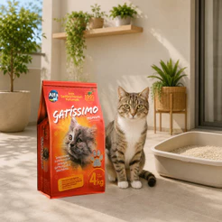 Areia Sanitária Higiênica Gatíssimo Anti Odor Premium Sem Perfume para Gatos 4Kg Alto Rendimento